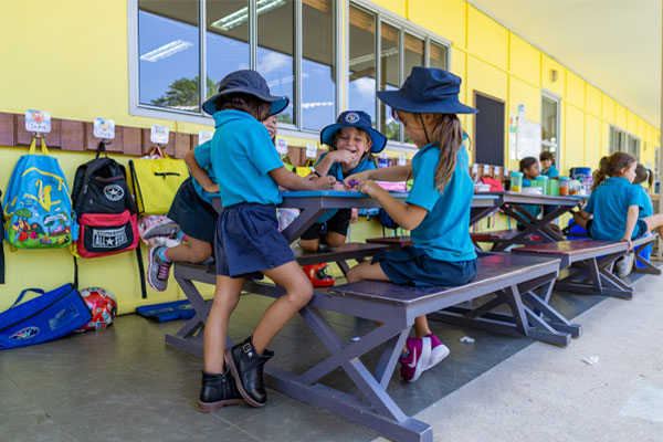 Primary School pupils at CCS having lunch